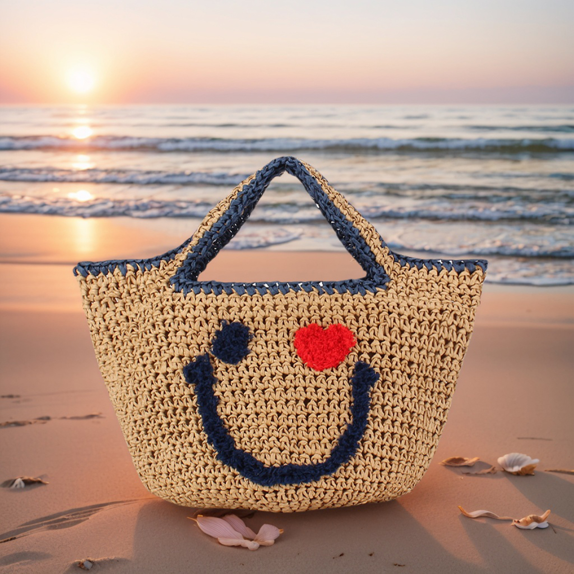 Women'S Bags Top 10 - New Basket Straw Woven Handbag Cute
