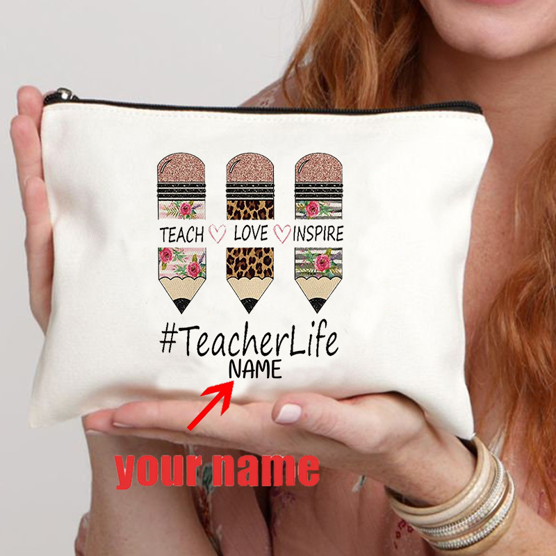 Women Bags Name - Personalized Teach Peace Love Inspire Teacher