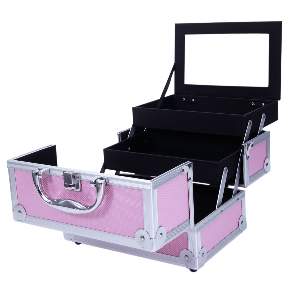 Pink Aluminum Alloy Makeup Cas - Women Handheld Bags ulasan dan harga