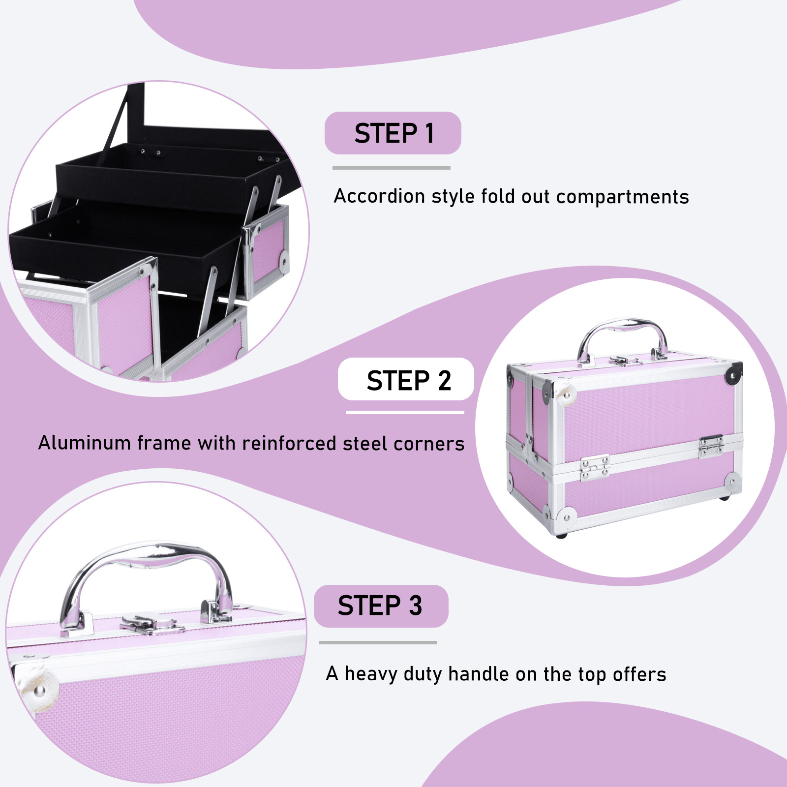Pink Aluminum Alloy Makeup Cas - Women Handheld Bags ulasan dan harga