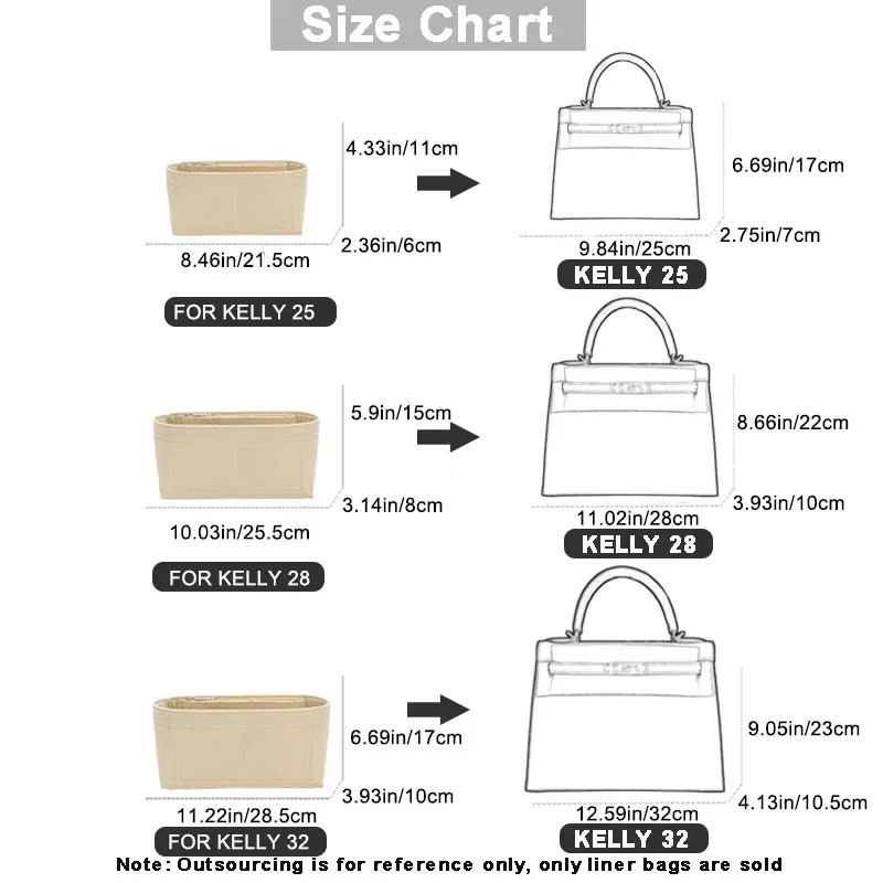 Felt Cloth Insert Bag Organize - Women Bags Hermes ulasan dan harga